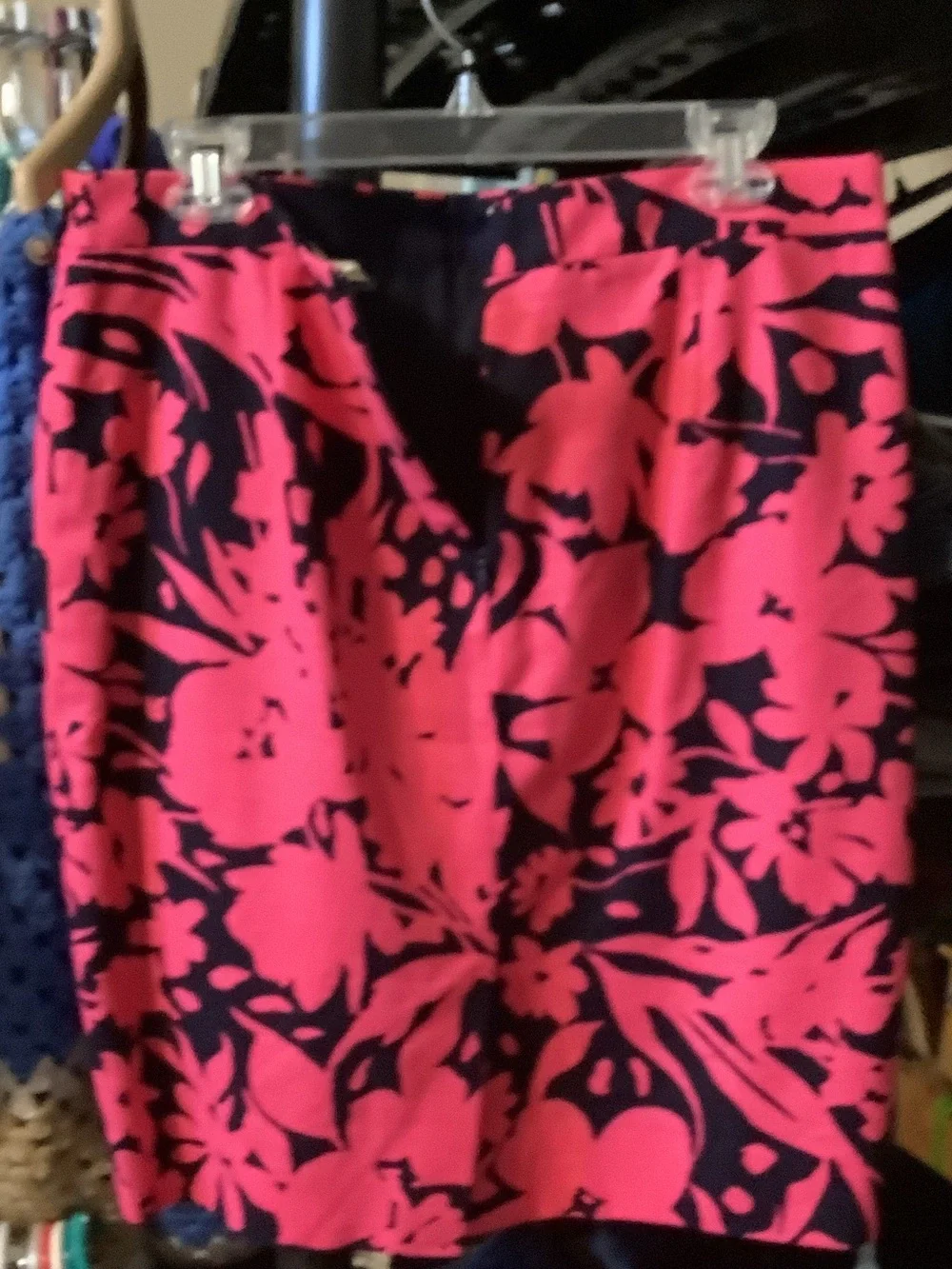 Women's Black & Hot Pink Floral Pencil Skirt